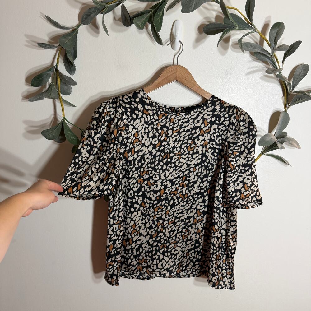 Lucy Paris Brown Cream & Black Patterned Blouse